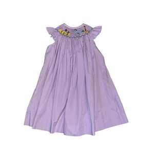 Wish Upon A Star Girls Purple Gingham Smocked Aladdin Genie Bishop Dress Size 4
